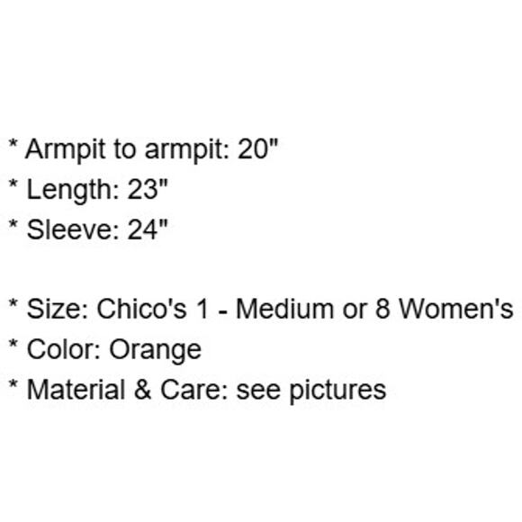 Chicos Jacket 1 Womens Medium 8 Orange Embroidered Floral Blazer Pockets Career - Picture 4 of 15